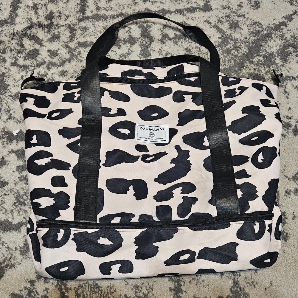 ZUOMANNI Leopard Print Duffle Bag Gym Travel Weekender Carry On